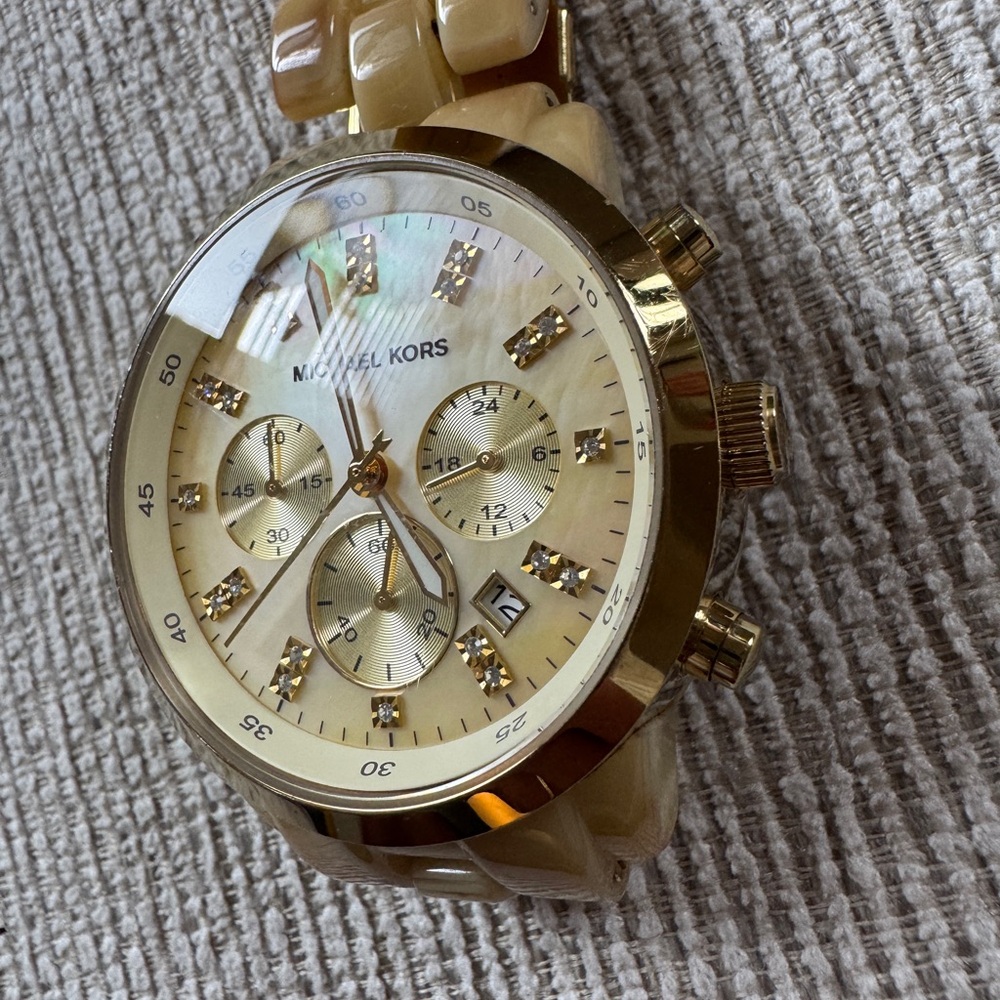 Michael Kors Beige Gold Chronograph Watch